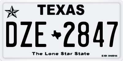 TX license plate DZE2847