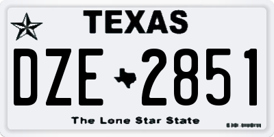 TX license plate DZE2851