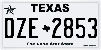 TX license plate DZE2853