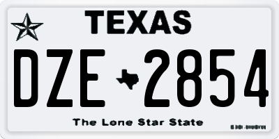 TX license plate DZE2854