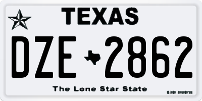 TX license plate DZE2862