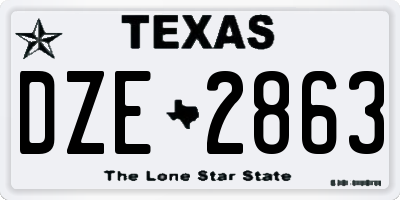 TX license plate DZE2863