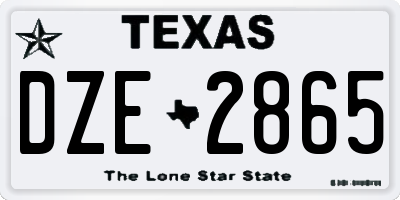 TX license plate DZE2865