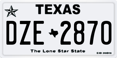 TX license plate DZE2870