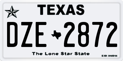TX license plate DZE2872