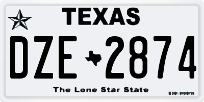 TX license plate DZE2874