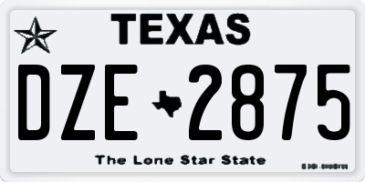 TX license plate DZE2875