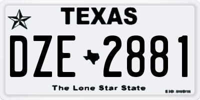 TX license plate DZE2881