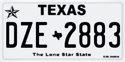 TX license plate DZE2883