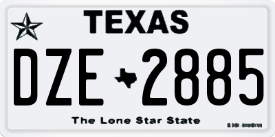 TX license plate DZE2885