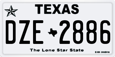 TX license plate DZE2886