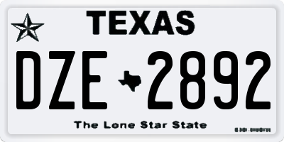 TX license plate DZE2892