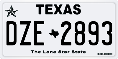 TX license plate DZE2893