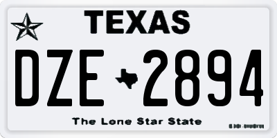 TX license plate DZE2894