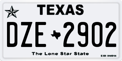 TX license plate DZE2902