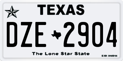 TX license plate DZE2904
