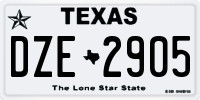 TX license plate DZE2905