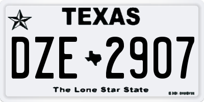 TX license plate DZE2907