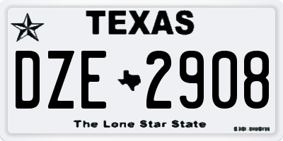 TX license plate DZE2908