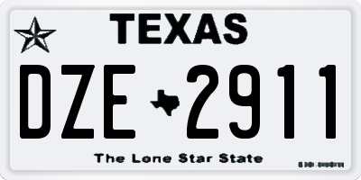 TX license plate DZE2911