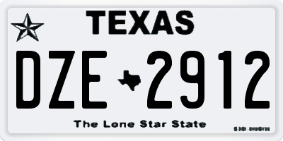 TX license plate DZE2912