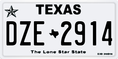 TX license plate DZE2914