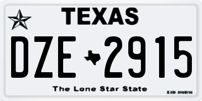 TX license plate DZE2915