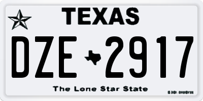 TX license plate DZE2917
