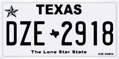 TX license plate DZE2918