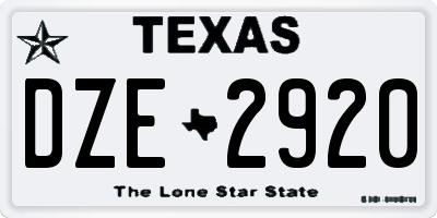 TX license plate DZE2920