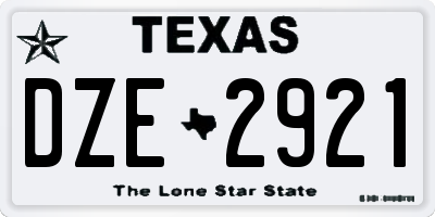 TX license plate DZE2921