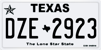 TX license plate DZE2923