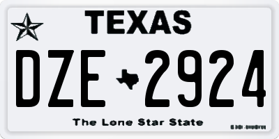 TX license plate DZE2924