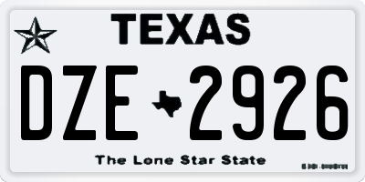 TX license plate DZE2926