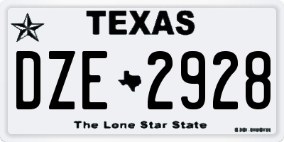 TX license plate DZE2928
