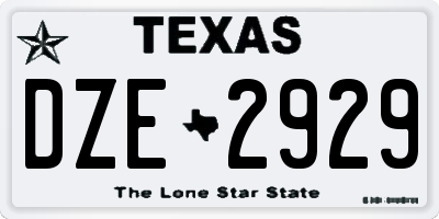 TX license plate DZE2929