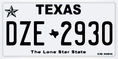 TX license plate DZE2930