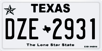 TX license plate DZE2931