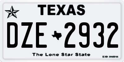 TX license plate DZE2932