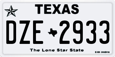 TX license plate DZE2933
