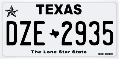 TX license plate DZE2935