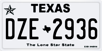 TX license plate DZE2936