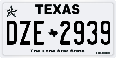 TX license plate DZE2939