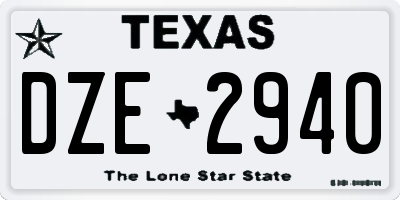 TX license plate DZE2940