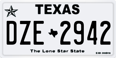 TX license plate DZE2942