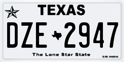 TX license plate DZE2947