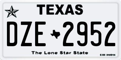 TX license plate DZE2952