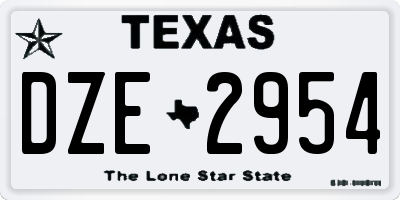 TX license plate DZE2954