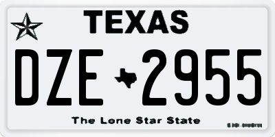 TX license plate DZE2955