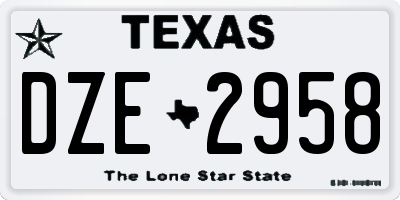 TX license plate DZE2958